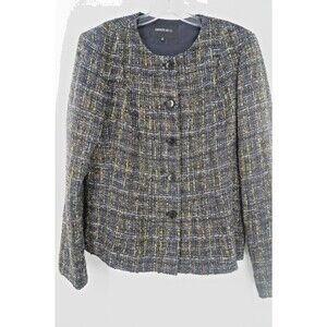 Lafayette 148 New York Women Sz 16 Tweed Tailored Blazer Jacket 73% Virgin Wool